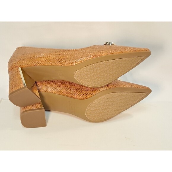 NEW Jones New York Candyn Cognac Raffia Pointed Toe 2.5" Block Heel Size 8.5M - Picture 9 of 13